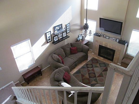 living room from top of stairs
