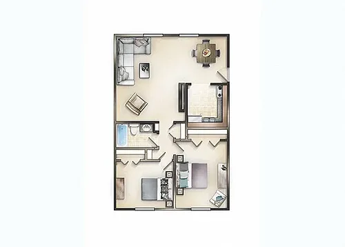 Floor plan 2 Bedroom 1 Bath