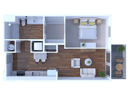 Floor plan 1 Bedroom/1 Bathroom - C2