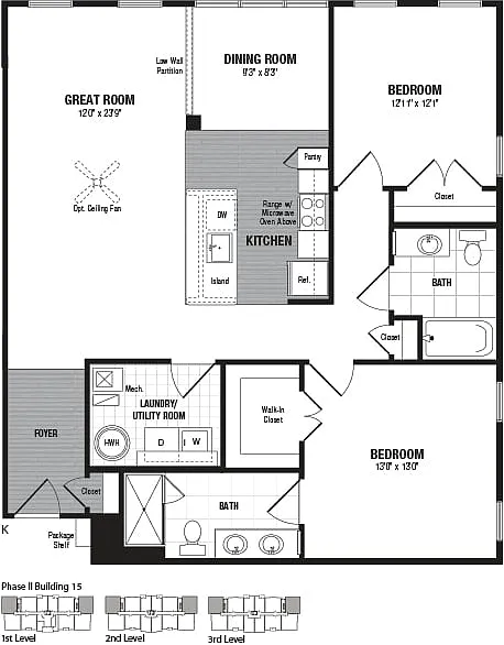 Floor plan 2 Bed 2 Bath-K