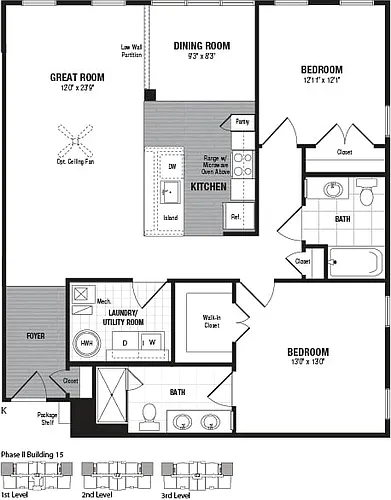 Floor plan 2 Bed 2 Bath-K