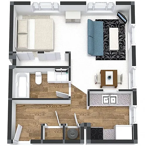 Floor plan Corner Studio on 7th