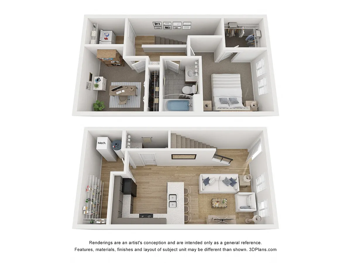 Floor plan 1 Bedroom 1.5 Bathroom with Den