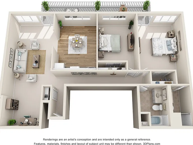 2 Bed, 2 Bath Deluxe