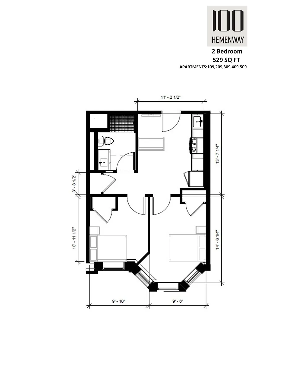 Floor plan 2 Bedroom 09 Stack