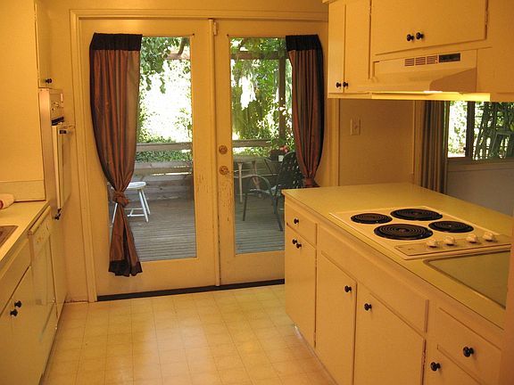 Kitchen with french doors closed