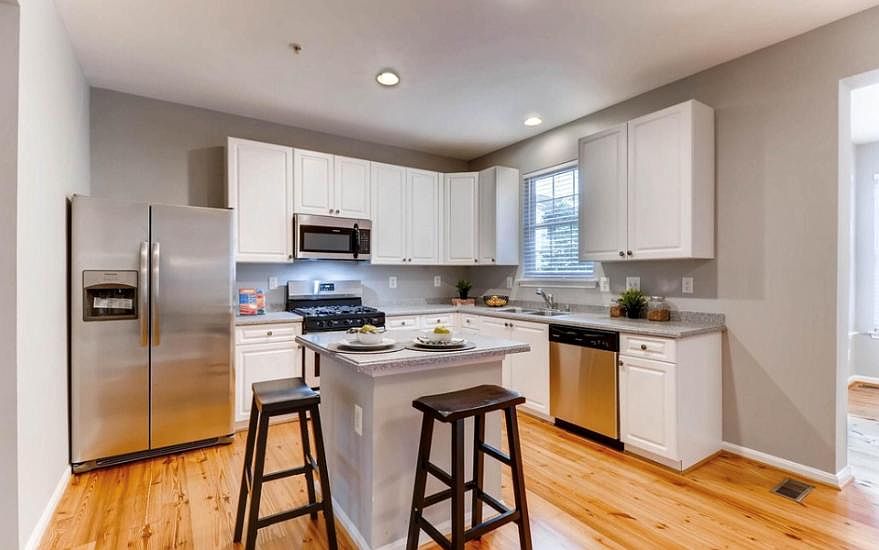Kitchen Look after cabinets painted white, granite counterto