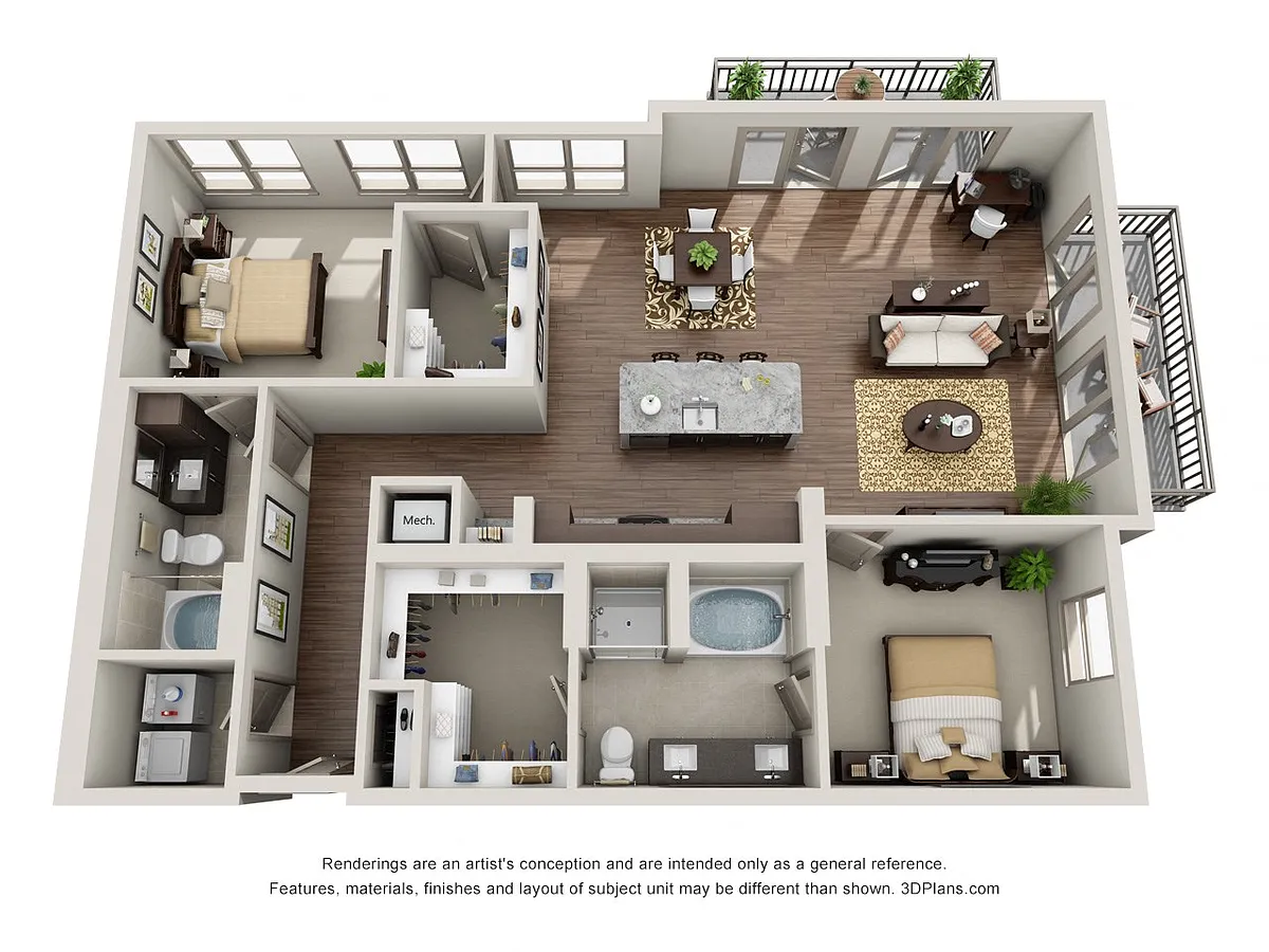 Floor plan Two Bedroom Two Bath - B4