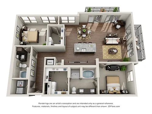 Floor plan Two Bedroom Two Bath - B4