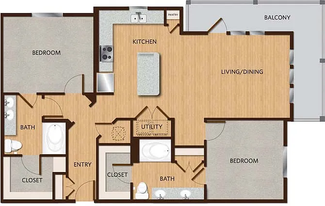 Floor plan Two-Bedroom Apartment (B3)