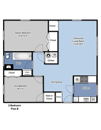 Floor plan 2 Bedroom - Plan B