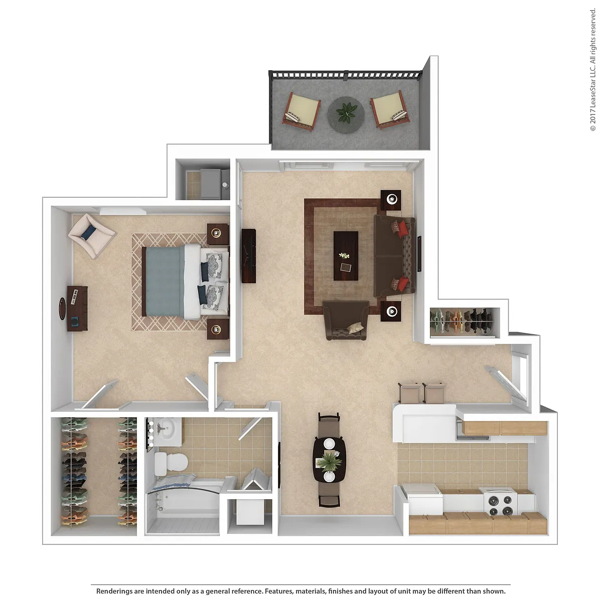 Floor plan 1 BD Traditional w/Dining Room