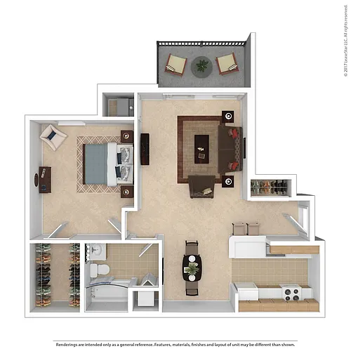 Floor plan 1 BD Traditional w/Dining Room