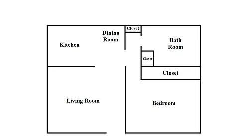 Floor plan 1 Bed 1 Bath Downstairs