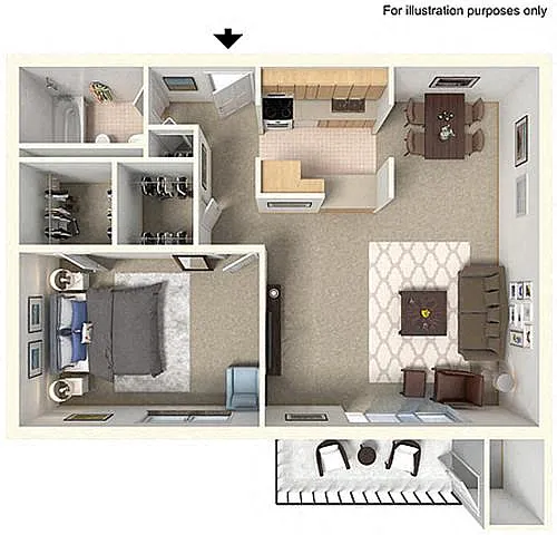Floor plan 1 Bedroom 1 Bath
