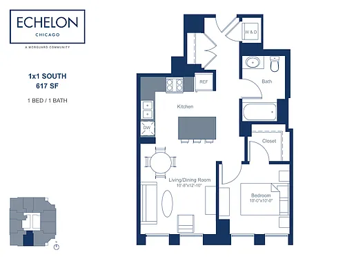 Floor plan 1x1 South