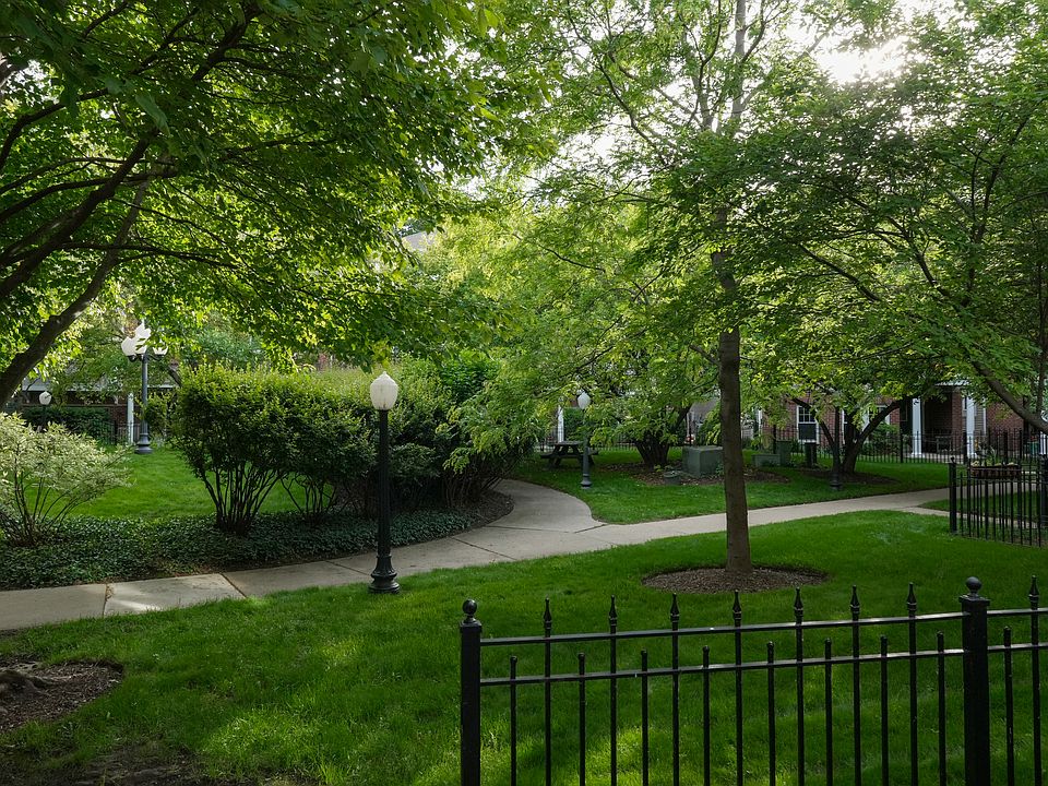 Cornell Square private courtyard park directly in front of the home
