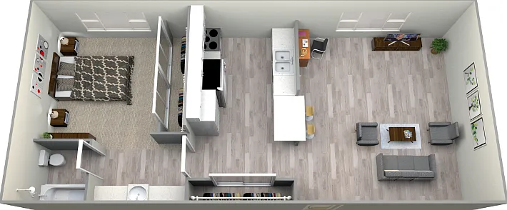 1 Bedroom B Floorplan Diagram