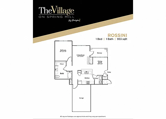 Floor plan Rossini - 1 bed 1 bath - Renovated