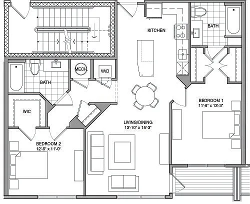 Floor plan 2 Bdrm R