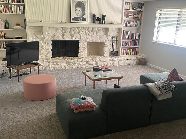 Family room, working fireplace