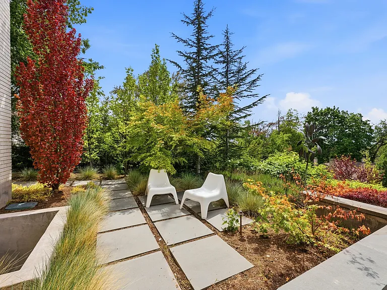 Enjoy mornings on your private front patio with city views.