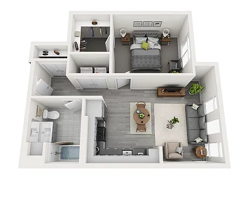 Floor plan One Bedroom A1B-CL2