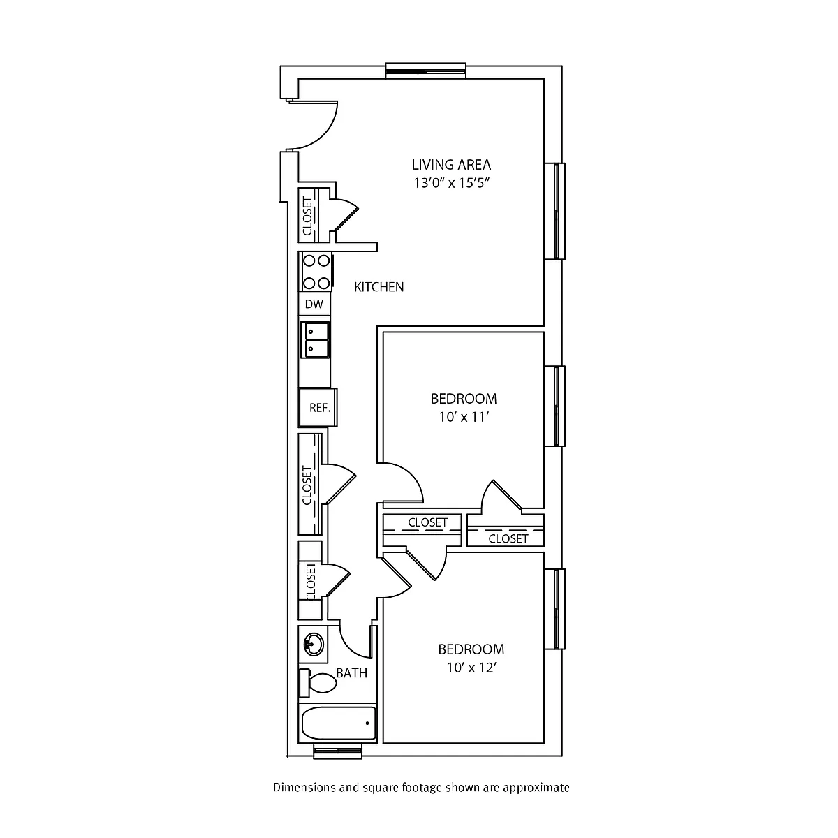 Floor plan 2 Bedroom / 1 Bath