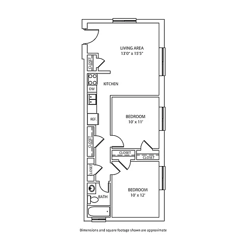 Floor plan 2 Bedroom / 1 Bath