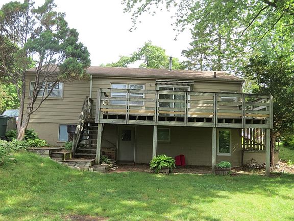 Deck overlooking backyard