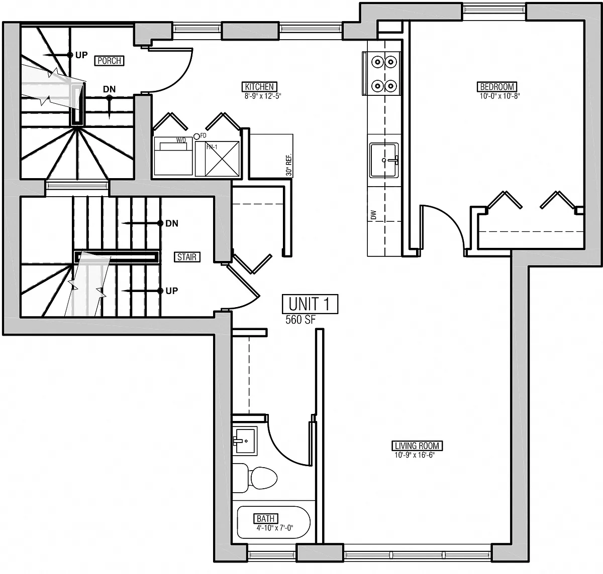 Floor plan 1 Bedroom - 1 Bathroom