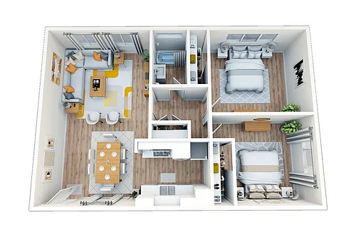 Floor plan 2 Bedroom, 1 Bath
