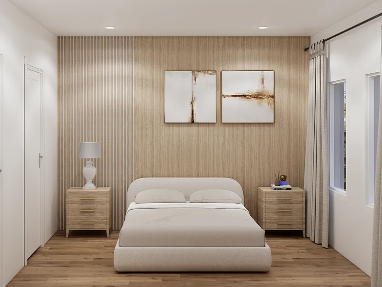 Rendering of a bedroom (finishes not the same)
