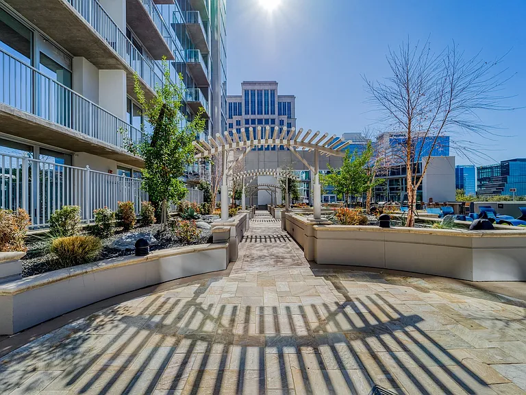 Gather around shared outdoor lounge spaces.