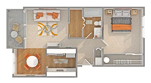 Floor plan 1 BR x 1 BA