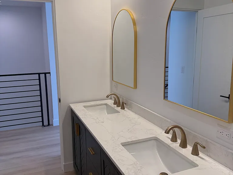 Upstairs bathroom double vanity