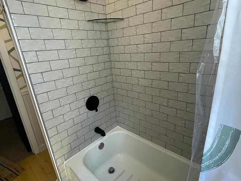 Newly tiled shower