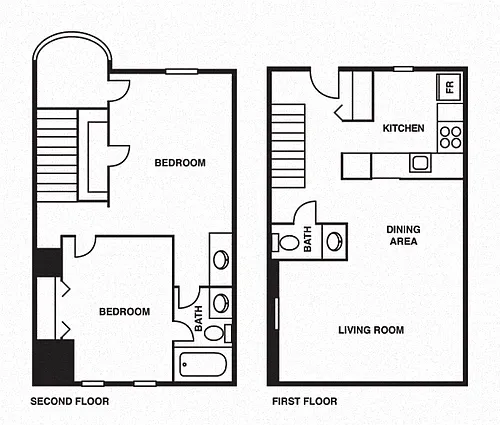Floor plan 2 Bedroom/1.5 Bathroom Townhouse B