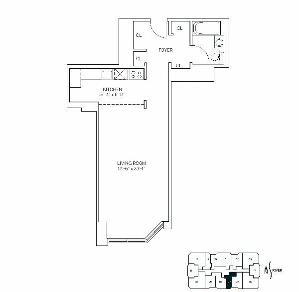 Floor plan EAST HAMPTON - Studio One Bathroom