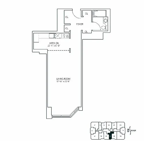 Floor plan EAST HAMPTON - Studio One Bathroom