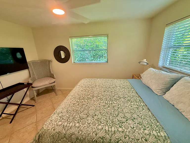 BEDROOM 2 with Queen bed & 50-inch 4K UHD Roku TV.