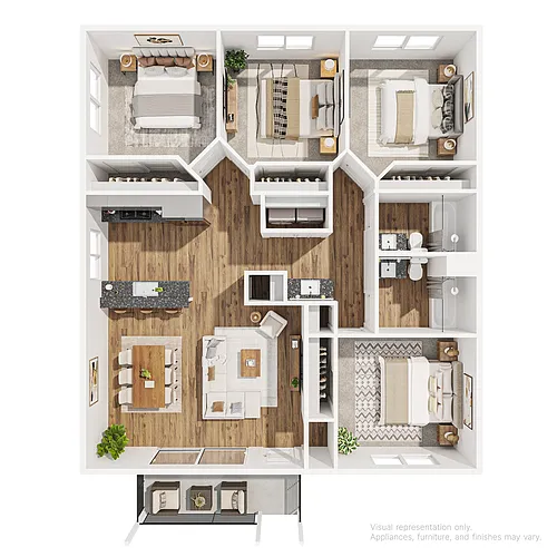 Floor plan Furnished Private Bedroom in a 4 Bedroom 2 Bath Ap
