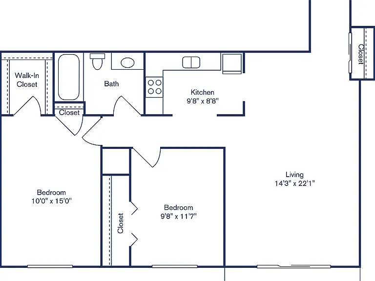 2 Bed, 1 Bath | 843 sq.ft. 2 Bed, 1 Bath | 843 sq.ft.