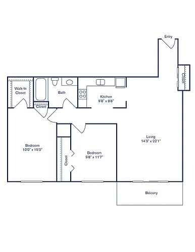 Floor plan Phase I, C, 2 Bedroom, 1 Bath
