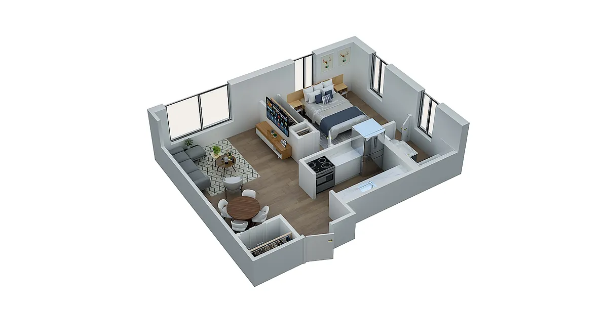 Floor plan 1 Bed, 1 Bath