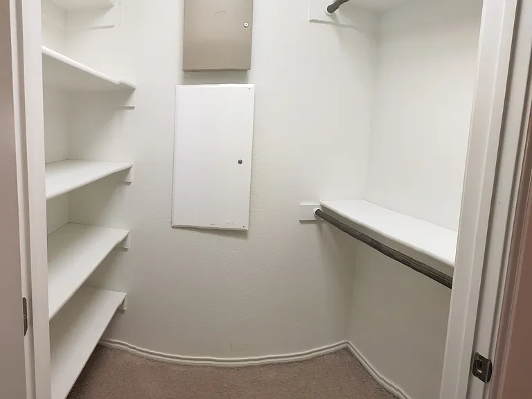 Your closet include both shelves and two hanging rods, for maximum flexibility in storage options. Storage for oversized and bulky items may be available. Additional storage for excess items is optional.