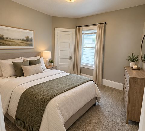 AI photo generated to show potential use and decor for master bedroom