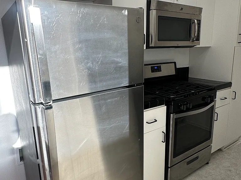 Kitchen with stainless steel appliances