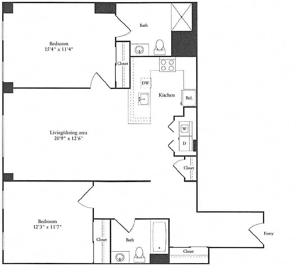 Floor plan 1,097 sq. ft. (H)