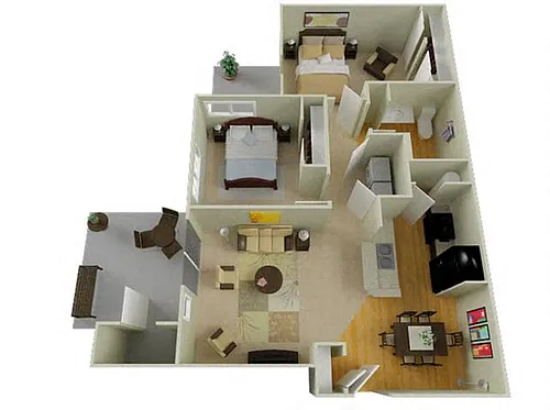 Floor plan Two Bed One Bath A